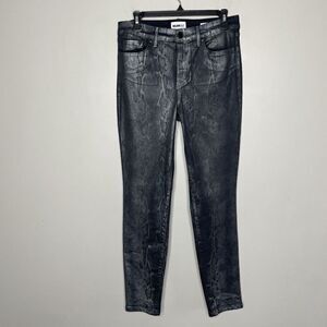 WILLIAM RAST Jeans Womens 29 Metallic Black Python Skinny Sculpted High Rise